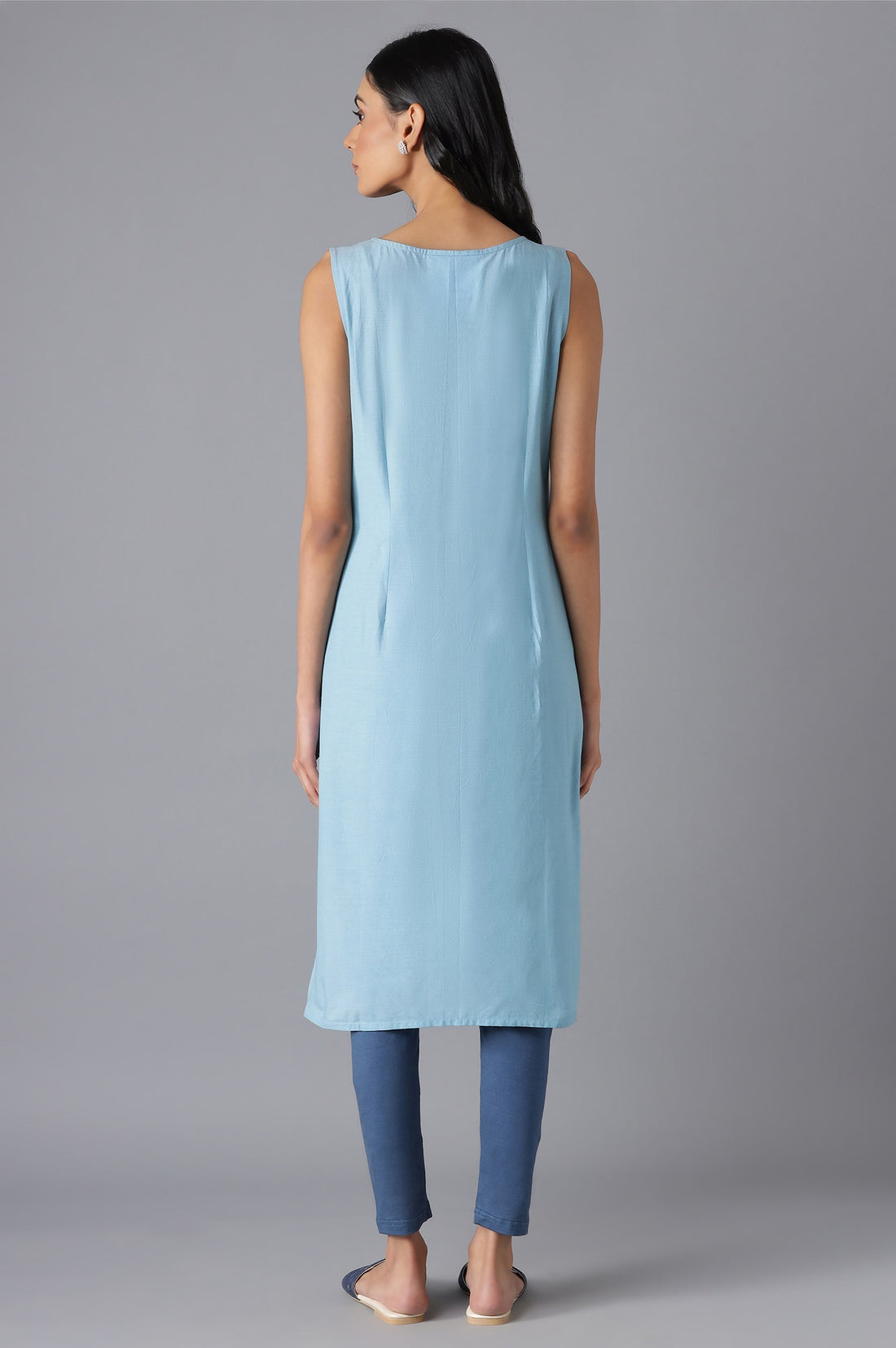 Blue Cotton Printed kurta