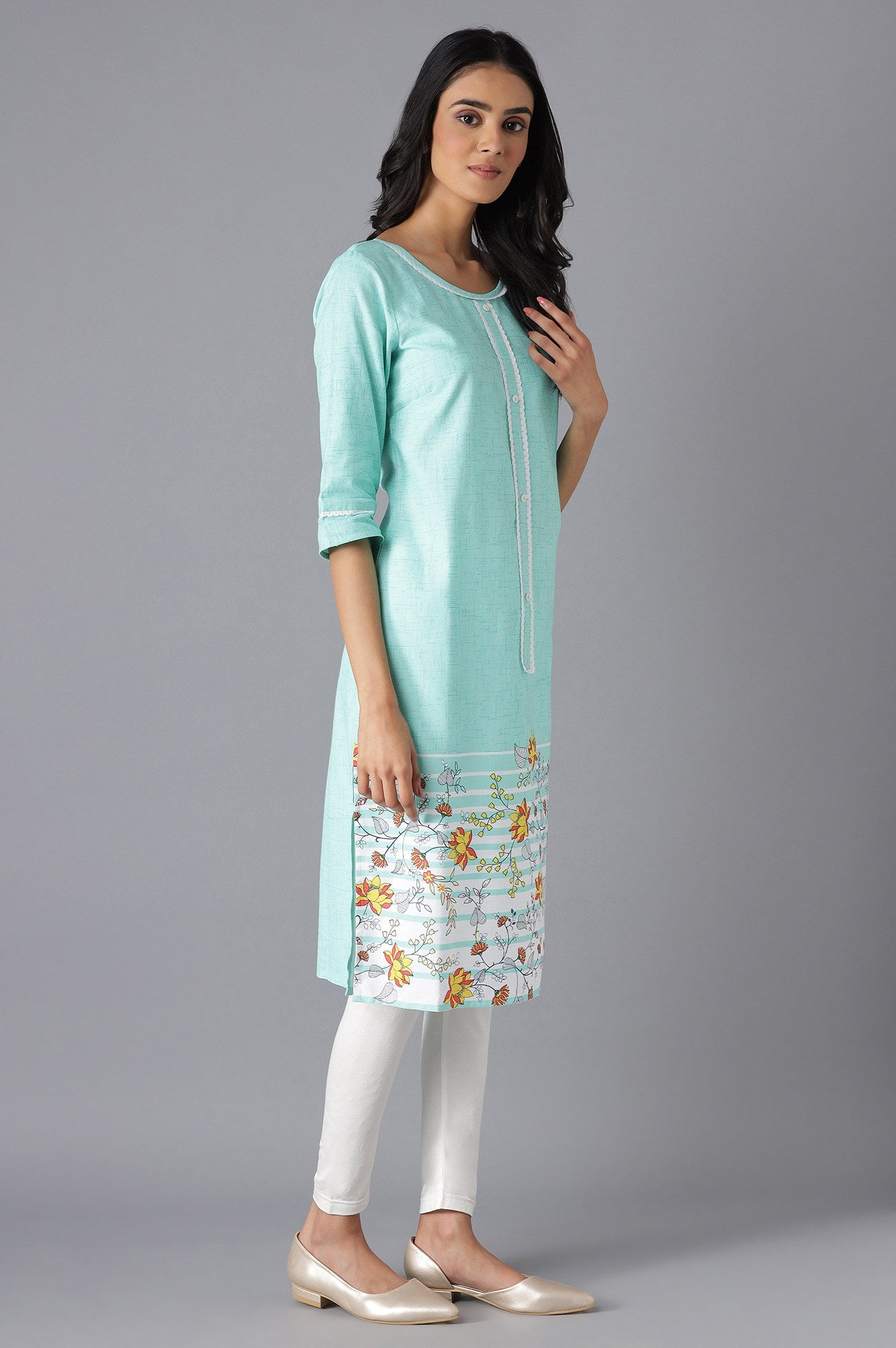 Green Printed kurta