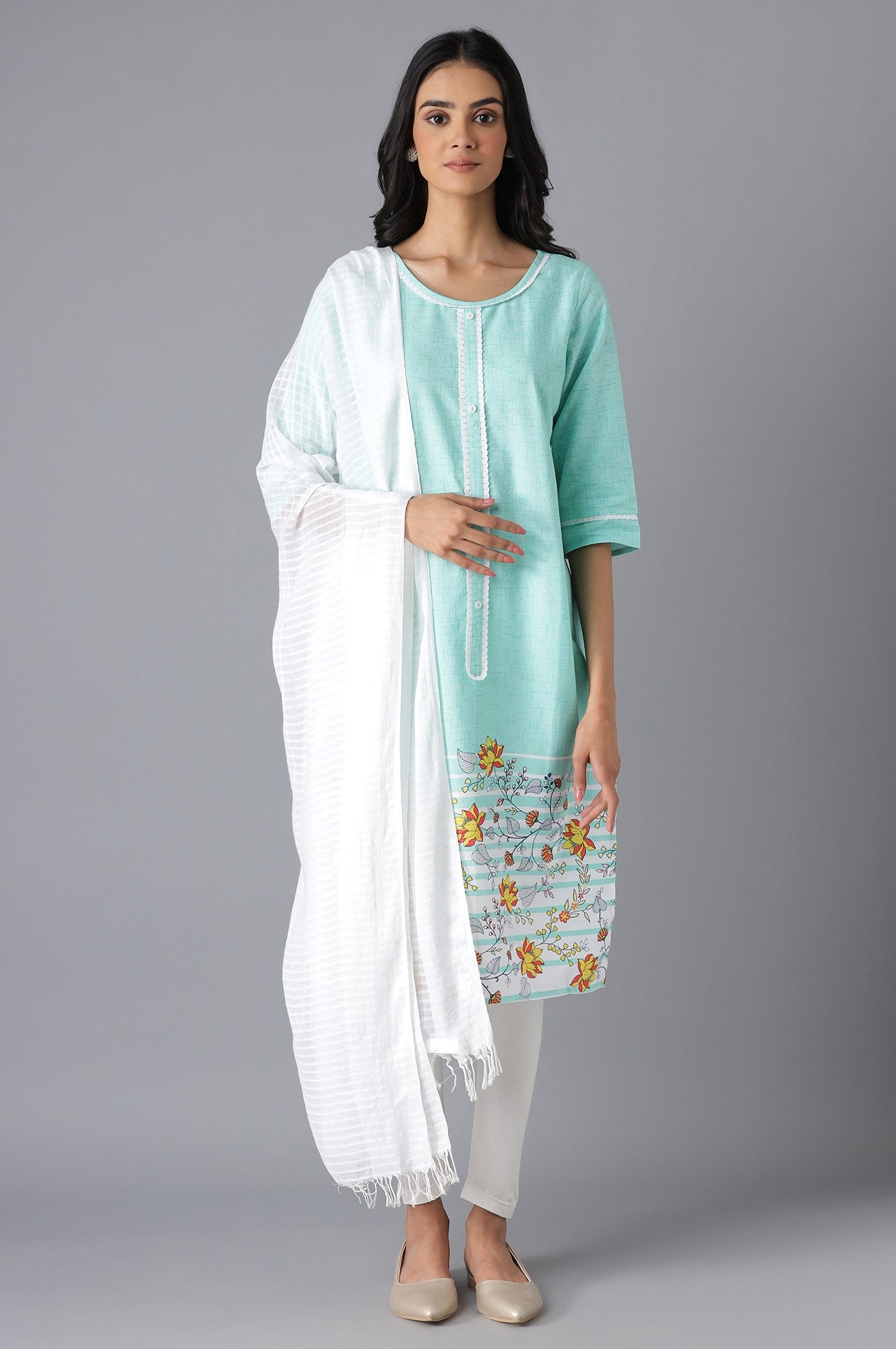 Green Printed kurta