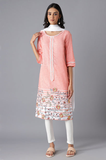 Peach Printed kurta