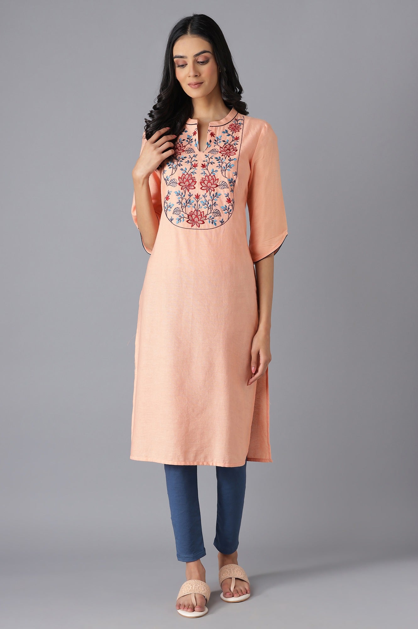 Peach Modern Ethnic kurta