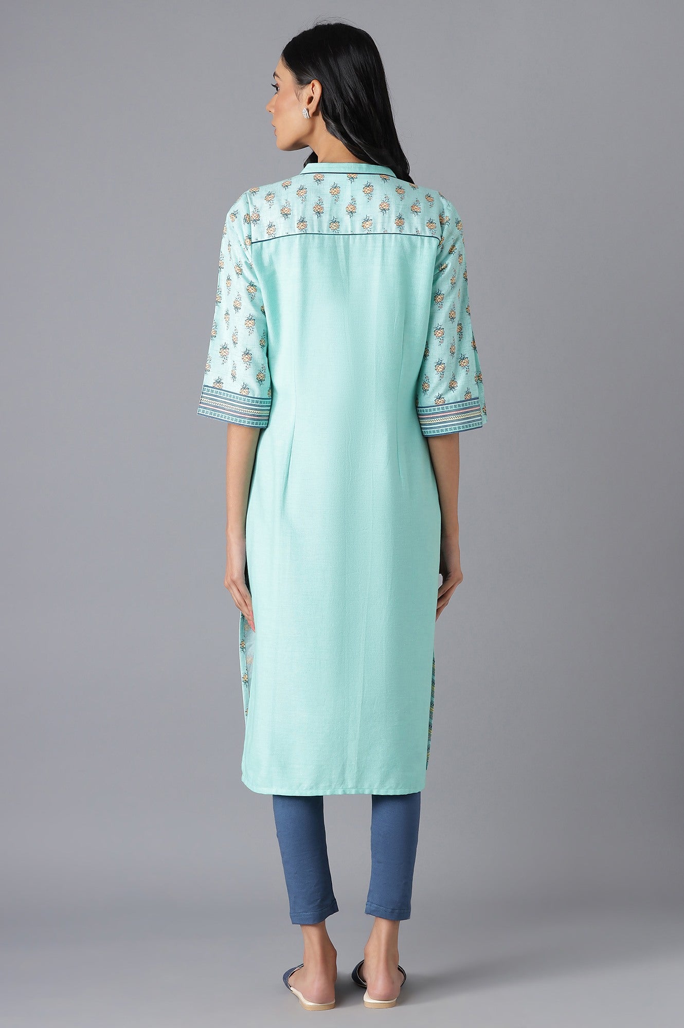 Green Cotton Printed kurta