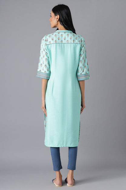 Green Cotton Printed kurta