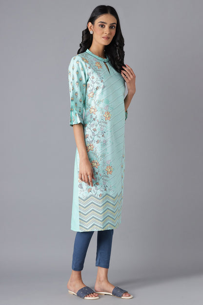 Green Cotton Printed kurta