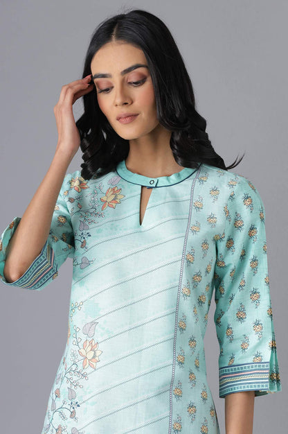 Green Cotton Printed kurta