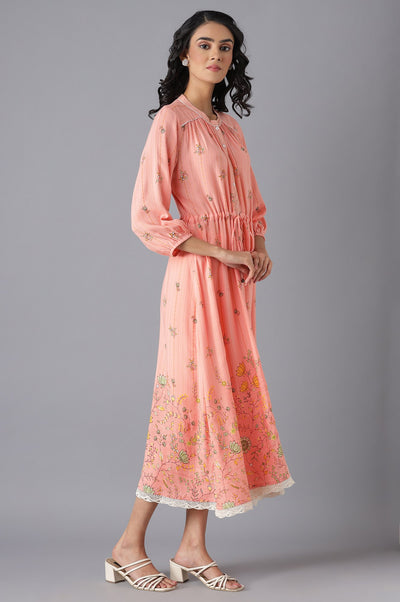 Peach Printed Dress