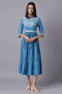 Blue Printed Dress