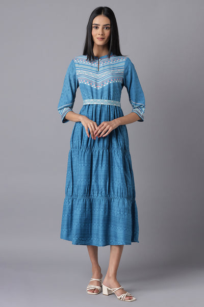 Blue Printed Dress