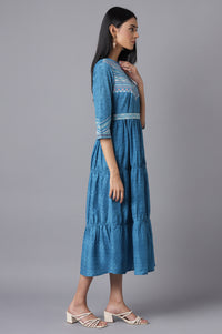 Blue Printed Dress