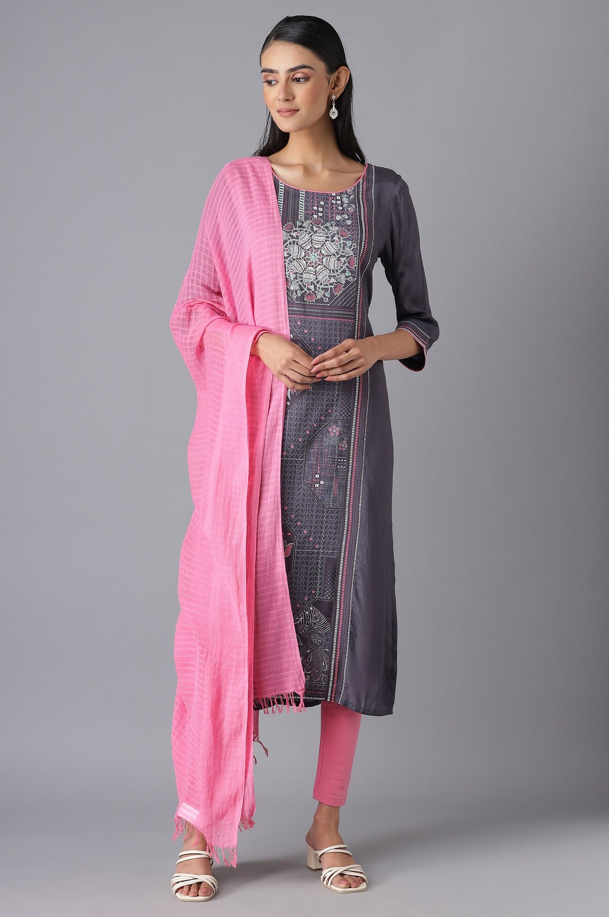 Grey Printed kurta - XS