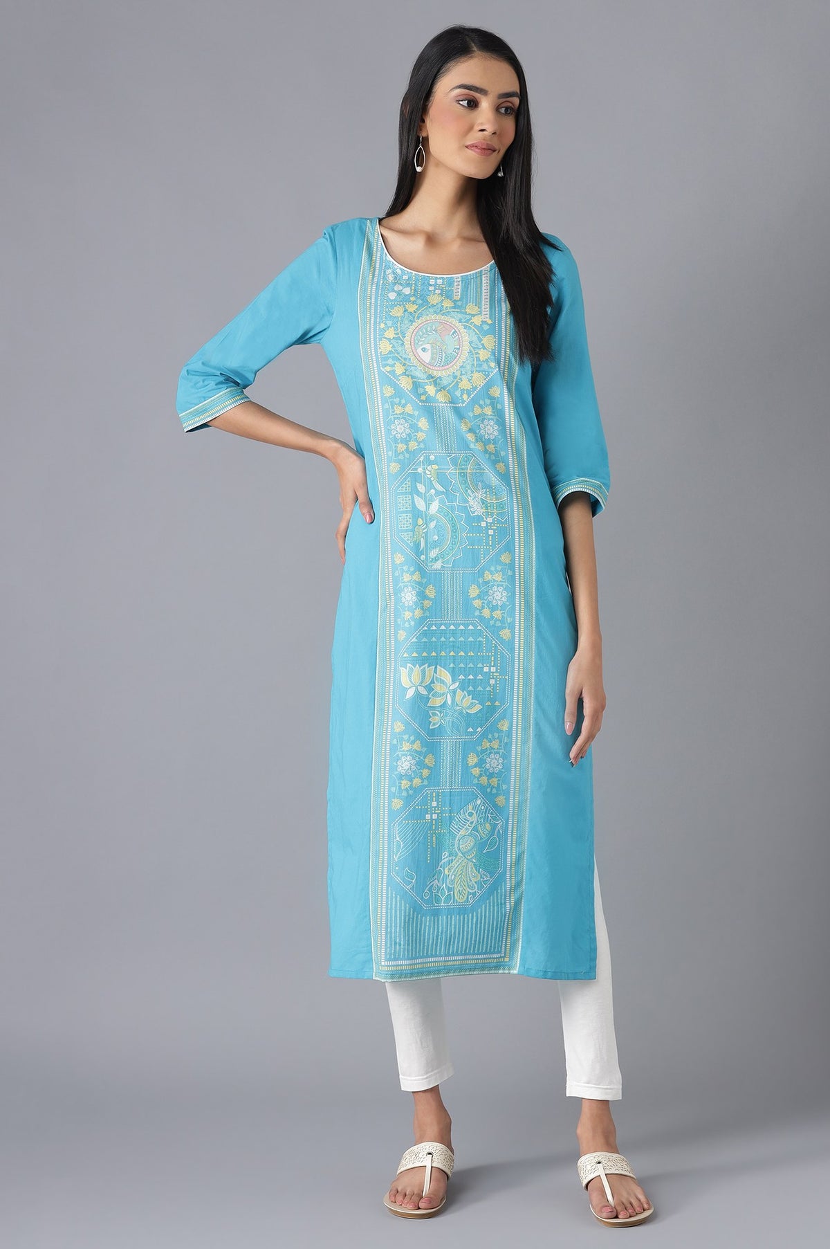 Blue Printed kurta - XS
