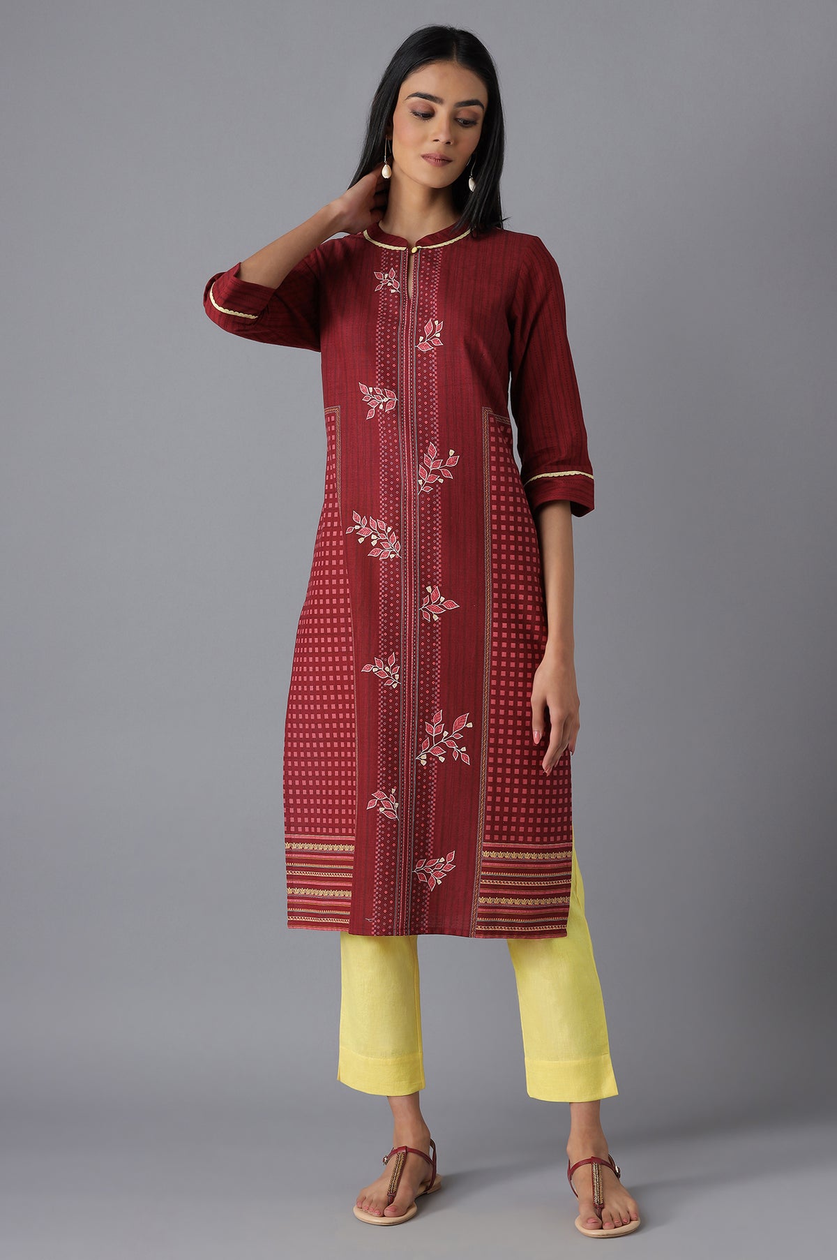 Red Printed kurta - XS
