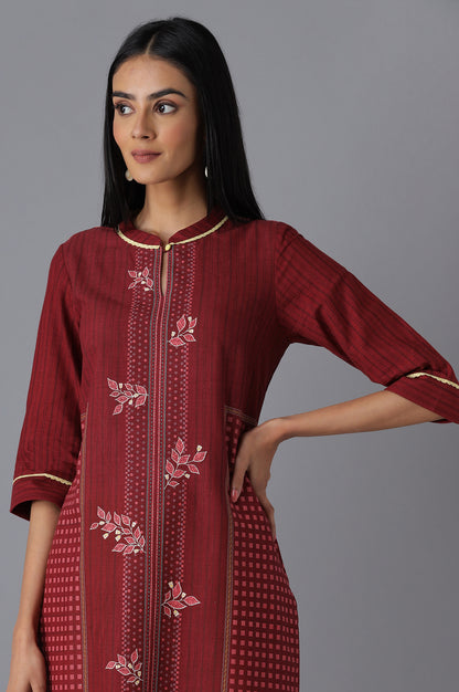 Red Printed kurta