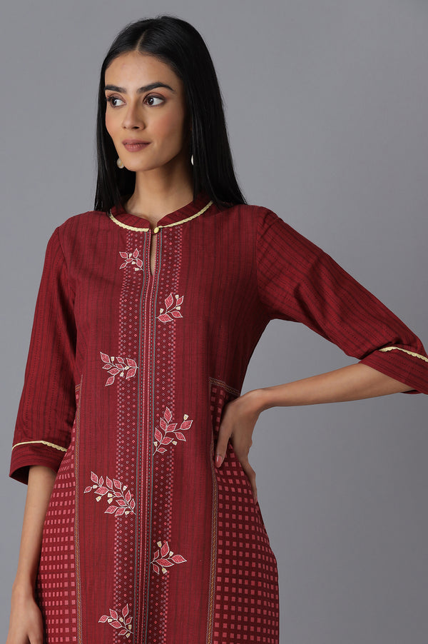Red Printed kurta