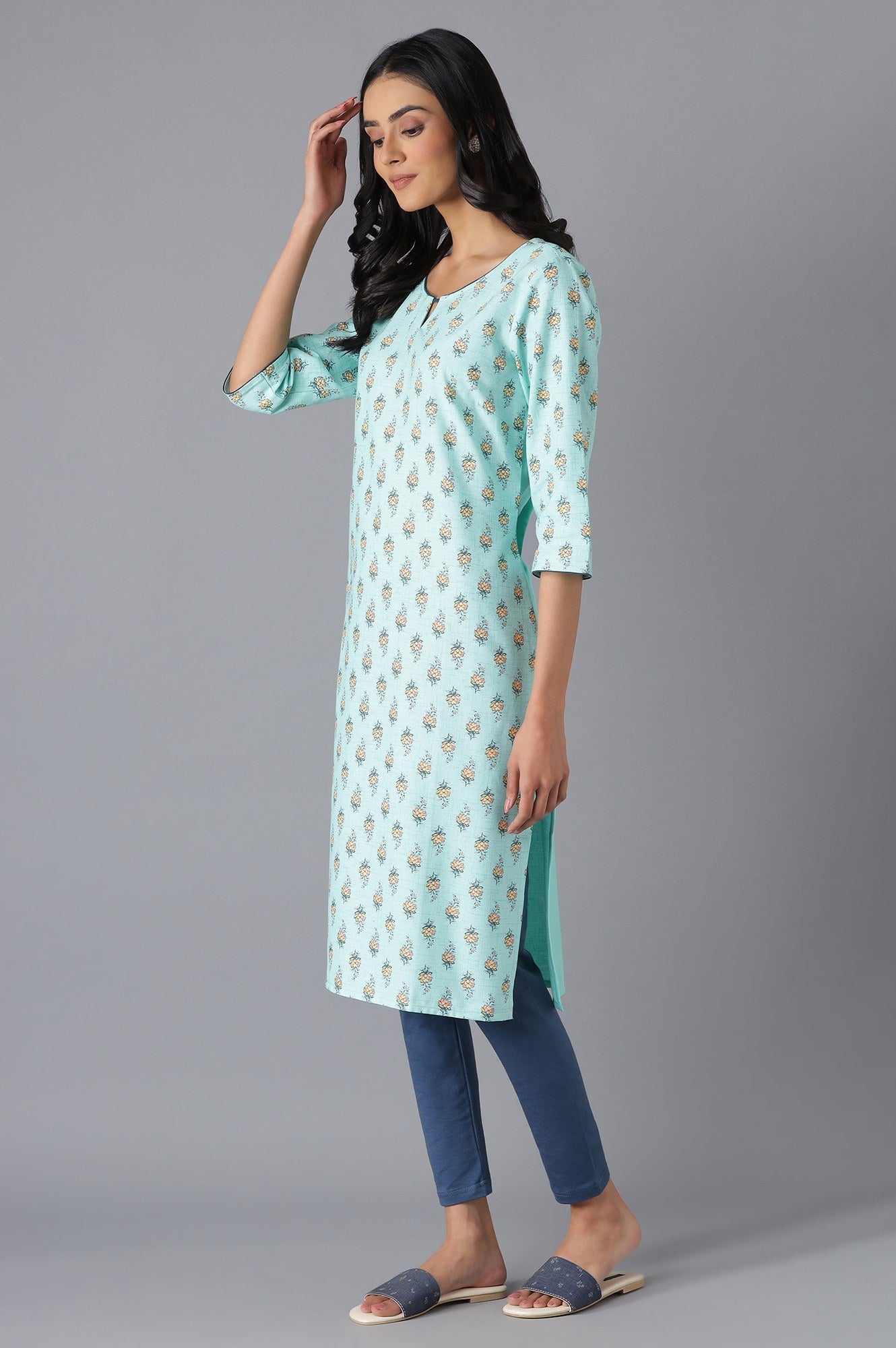 Green Printed kurta