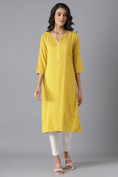 Yellow Printed kurta