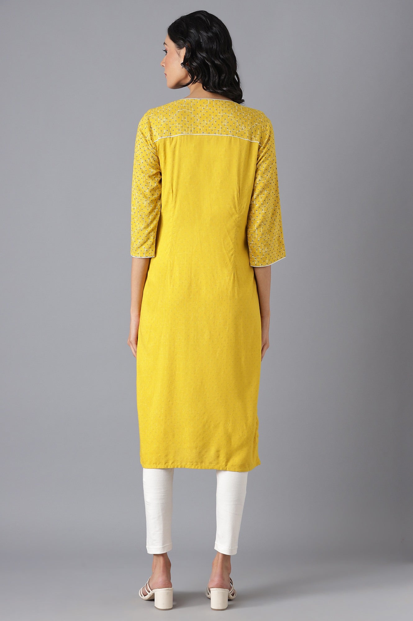 Yellow Printed kurta