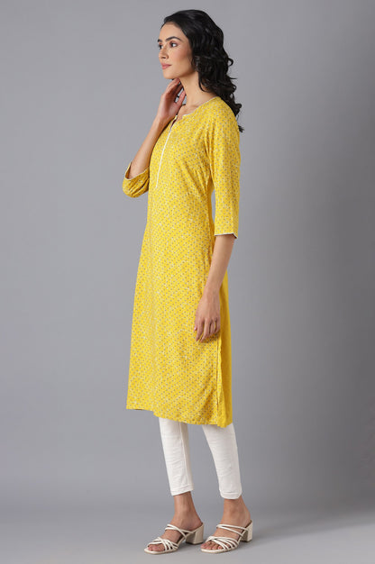 Yellow Printed kurta