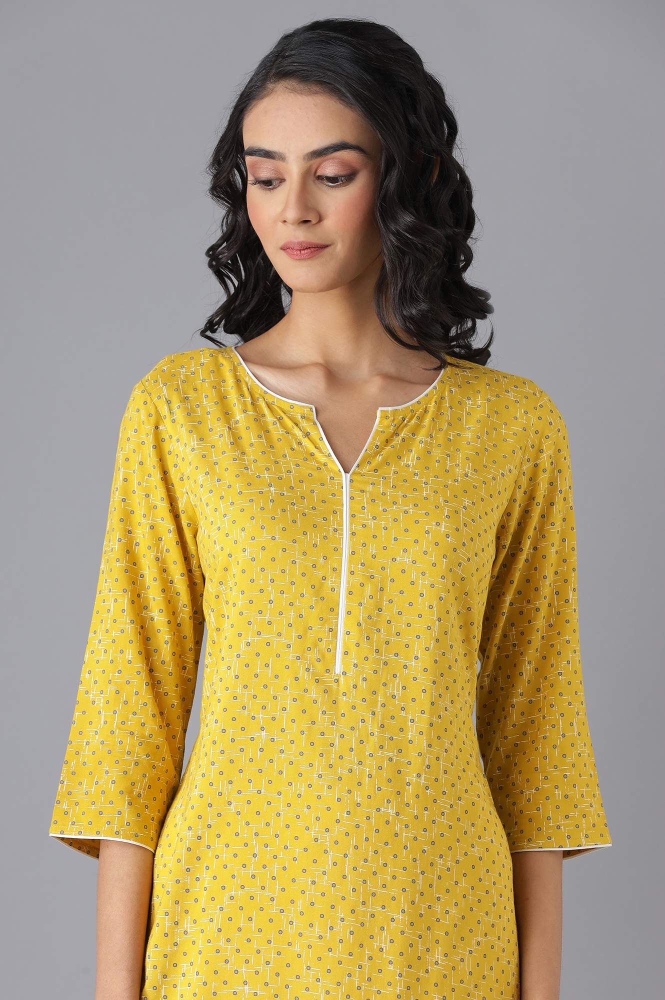 Yellow Printed kurta