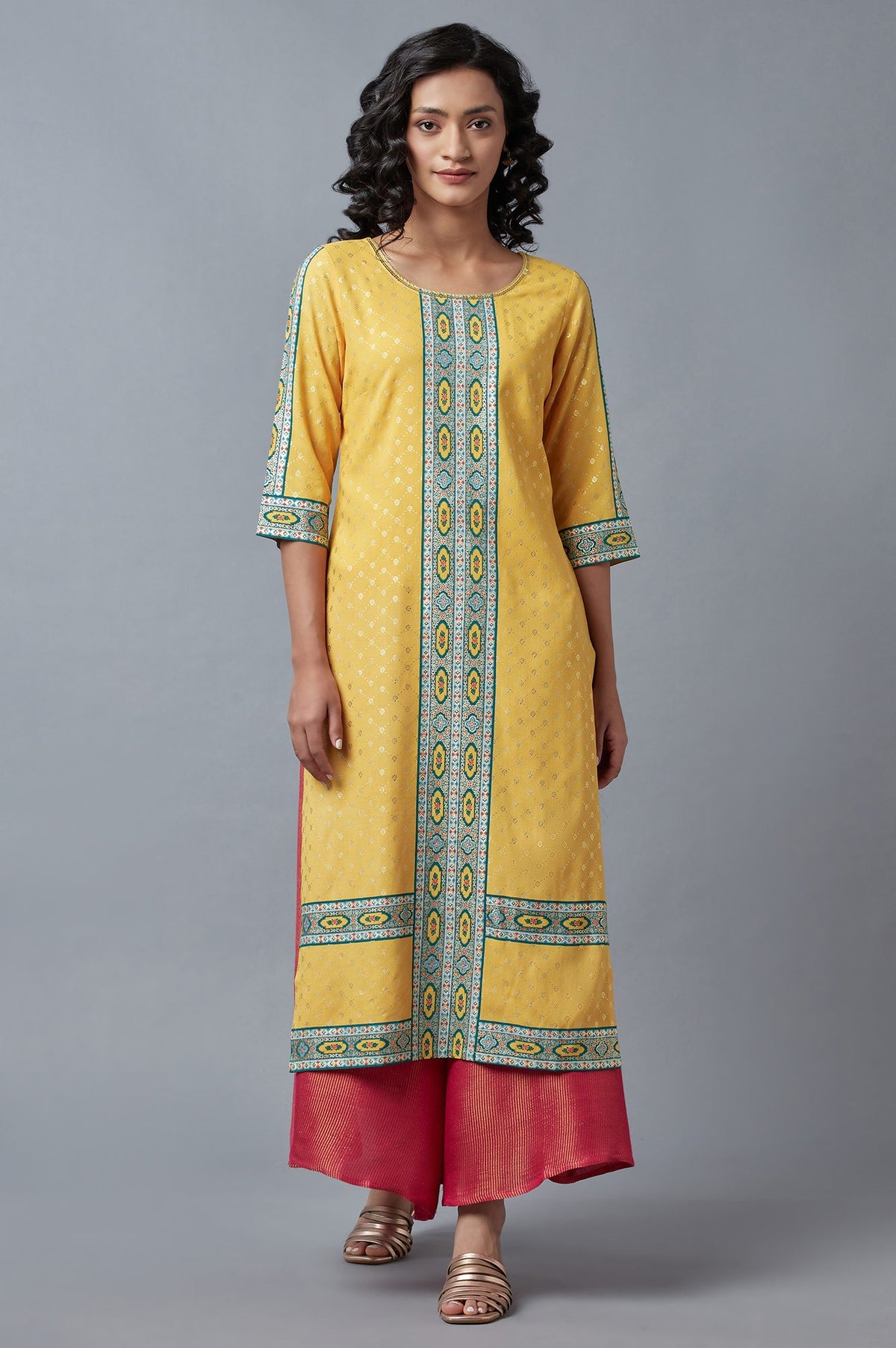 Elleven Women's Green Festive Ethnic Kurta - S