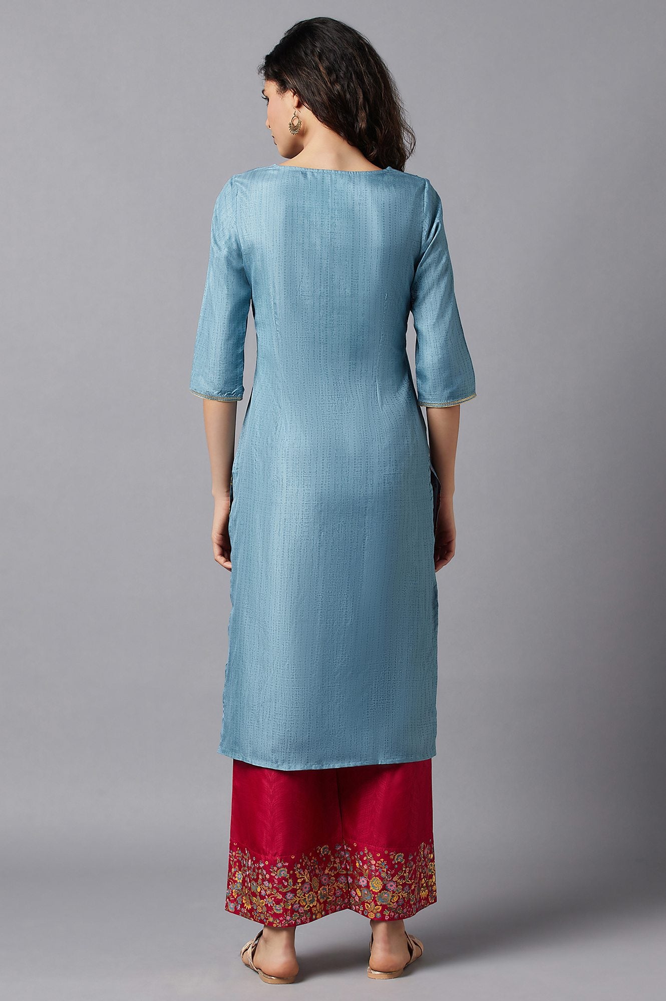 Smoke Blue Festive Ethnic kurta