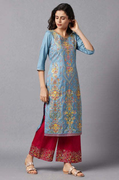 Smoke Blue Festive Ethnic kurta