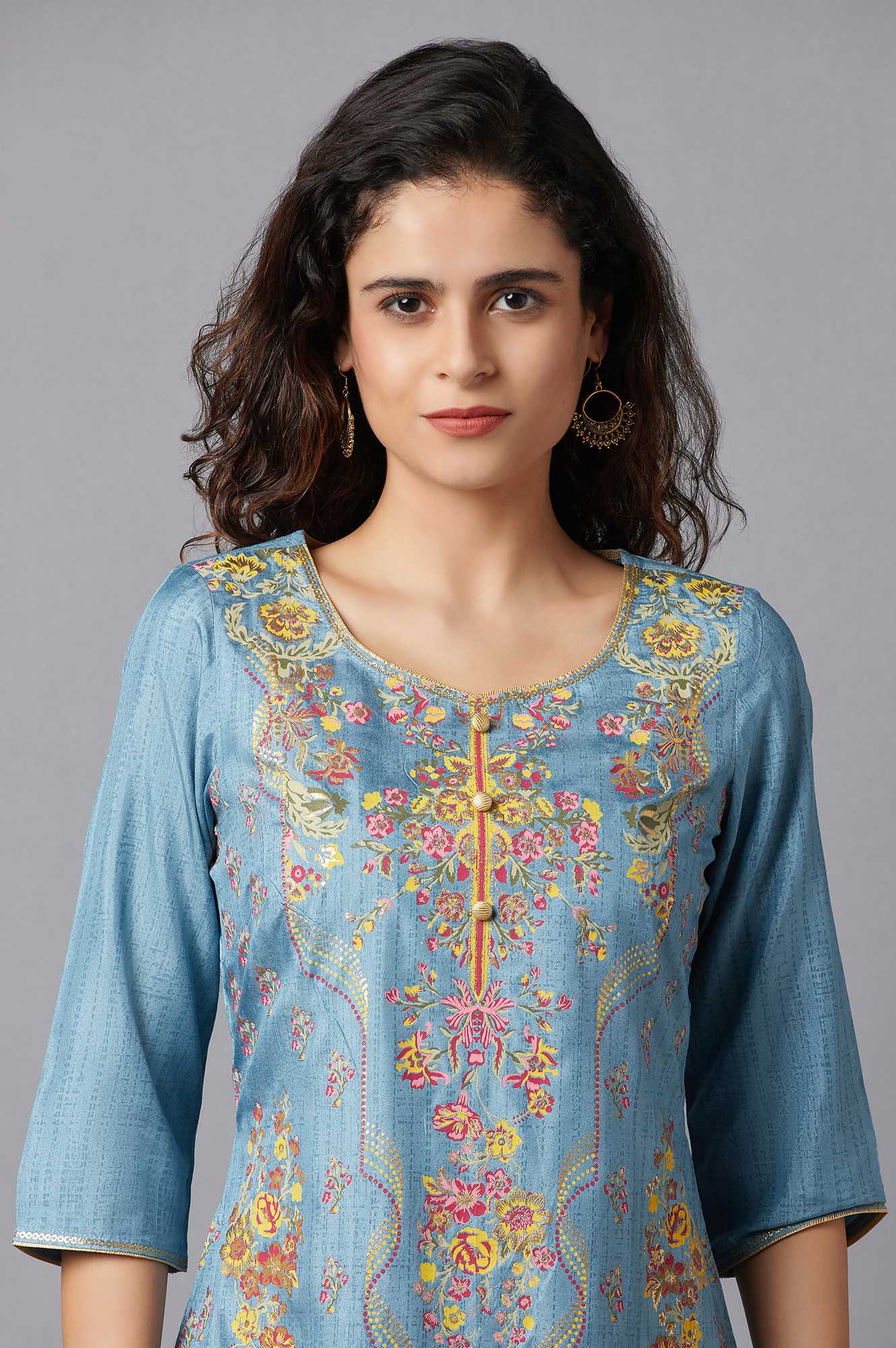 Smoke Blue Festive Ethnic kurta