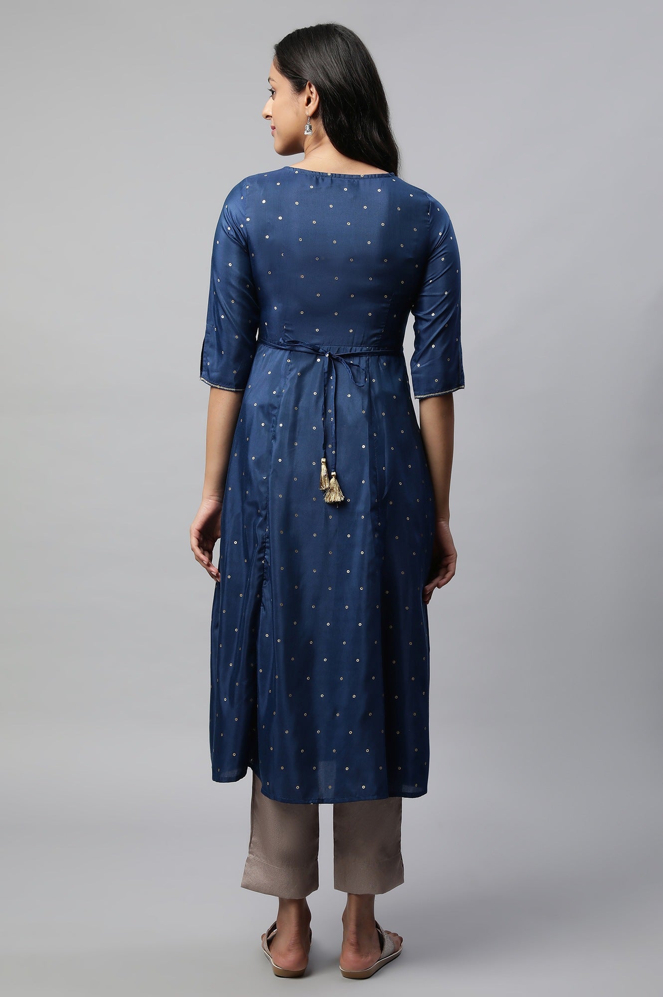 Blue Flared Embroidered kurta