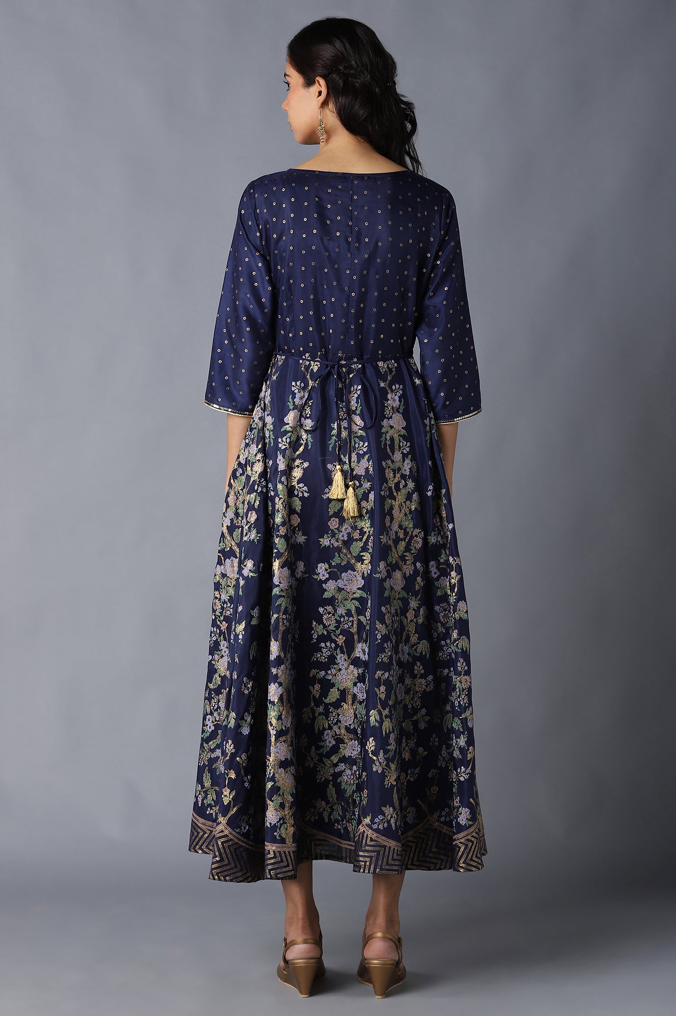 Blue Printed Flared kurta