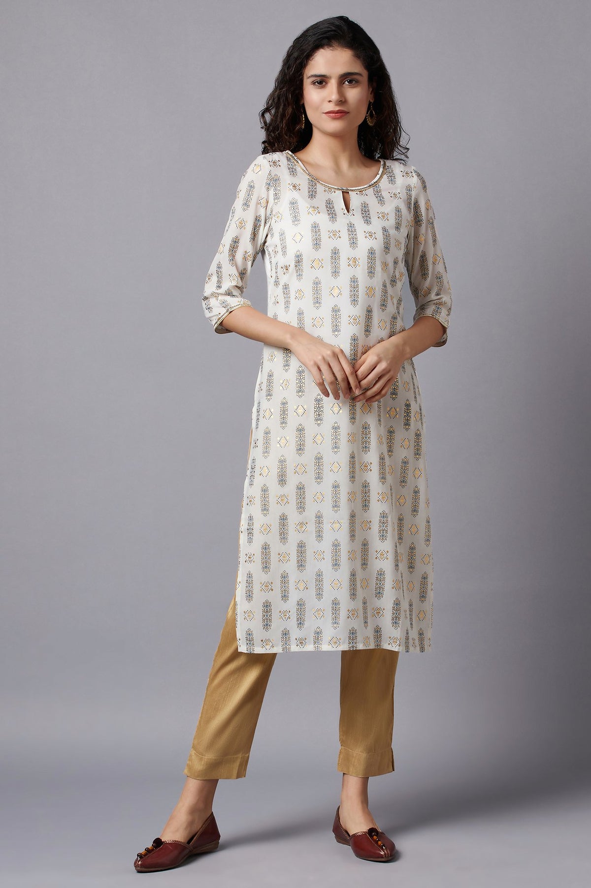 White Festive Ethnic kurta - XS