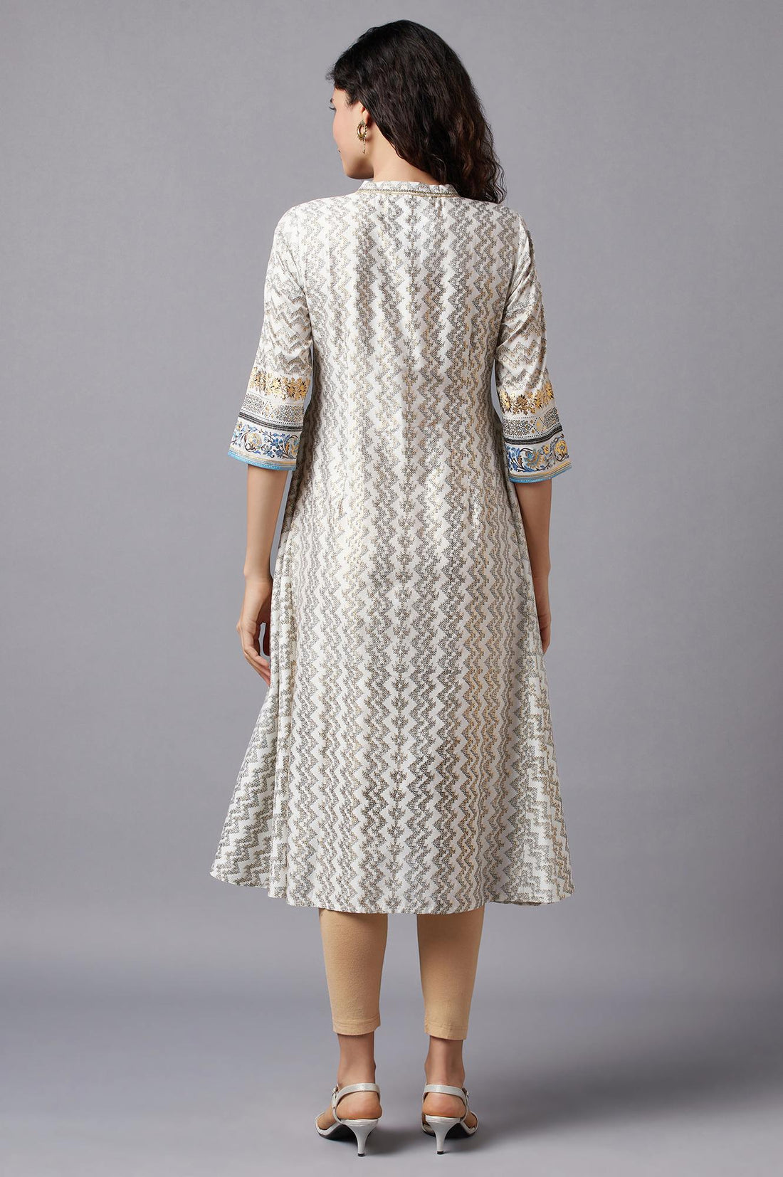 White Floral Print Ethnic kurta