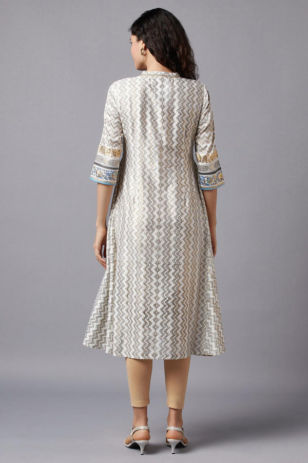 White Floral Print Ethnic kurta