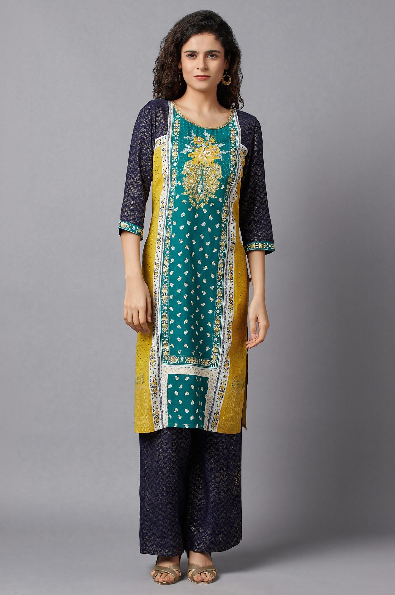 Green Festive Ethnic kurta