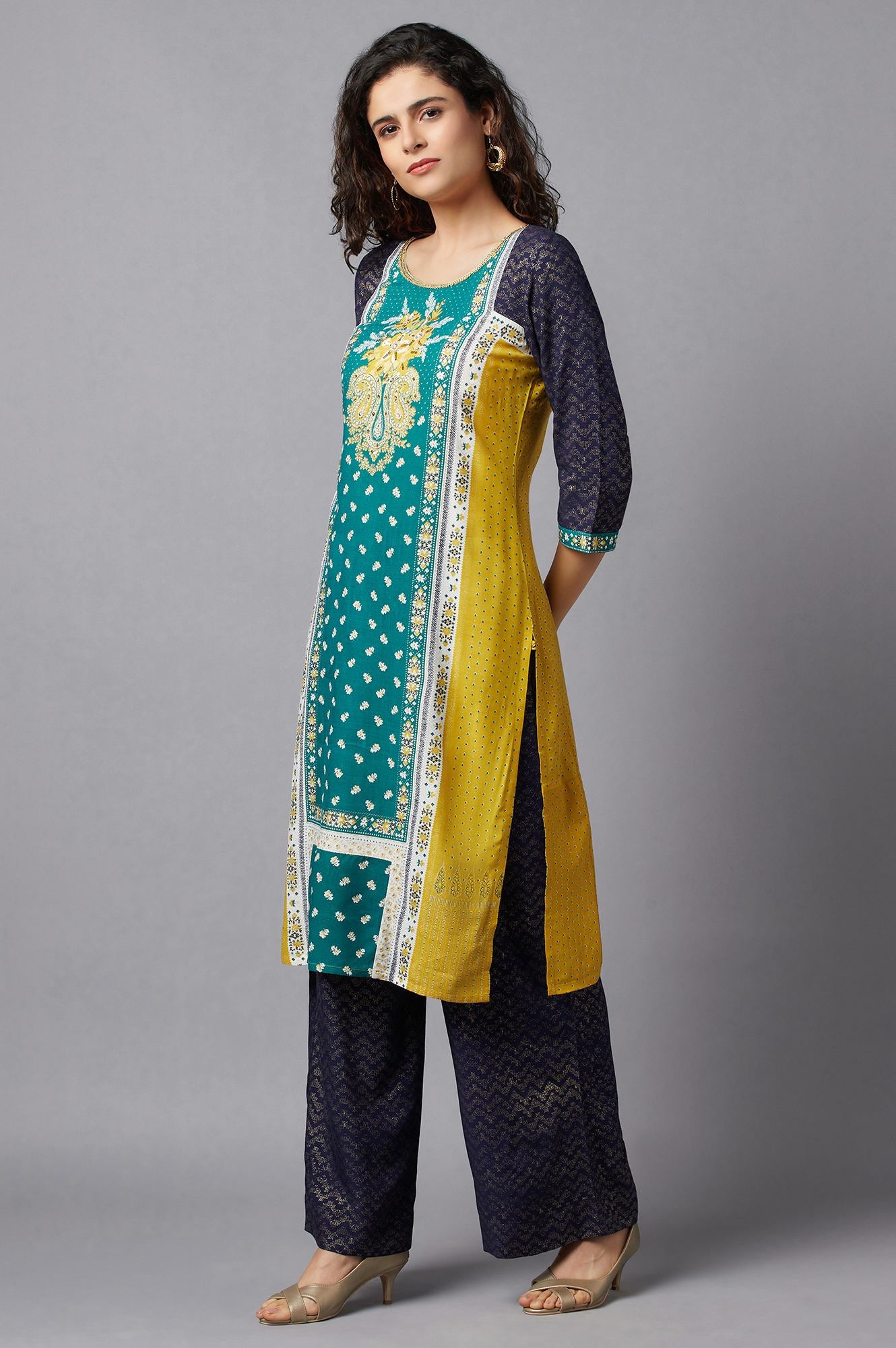 Green Festive Ethnic kurta