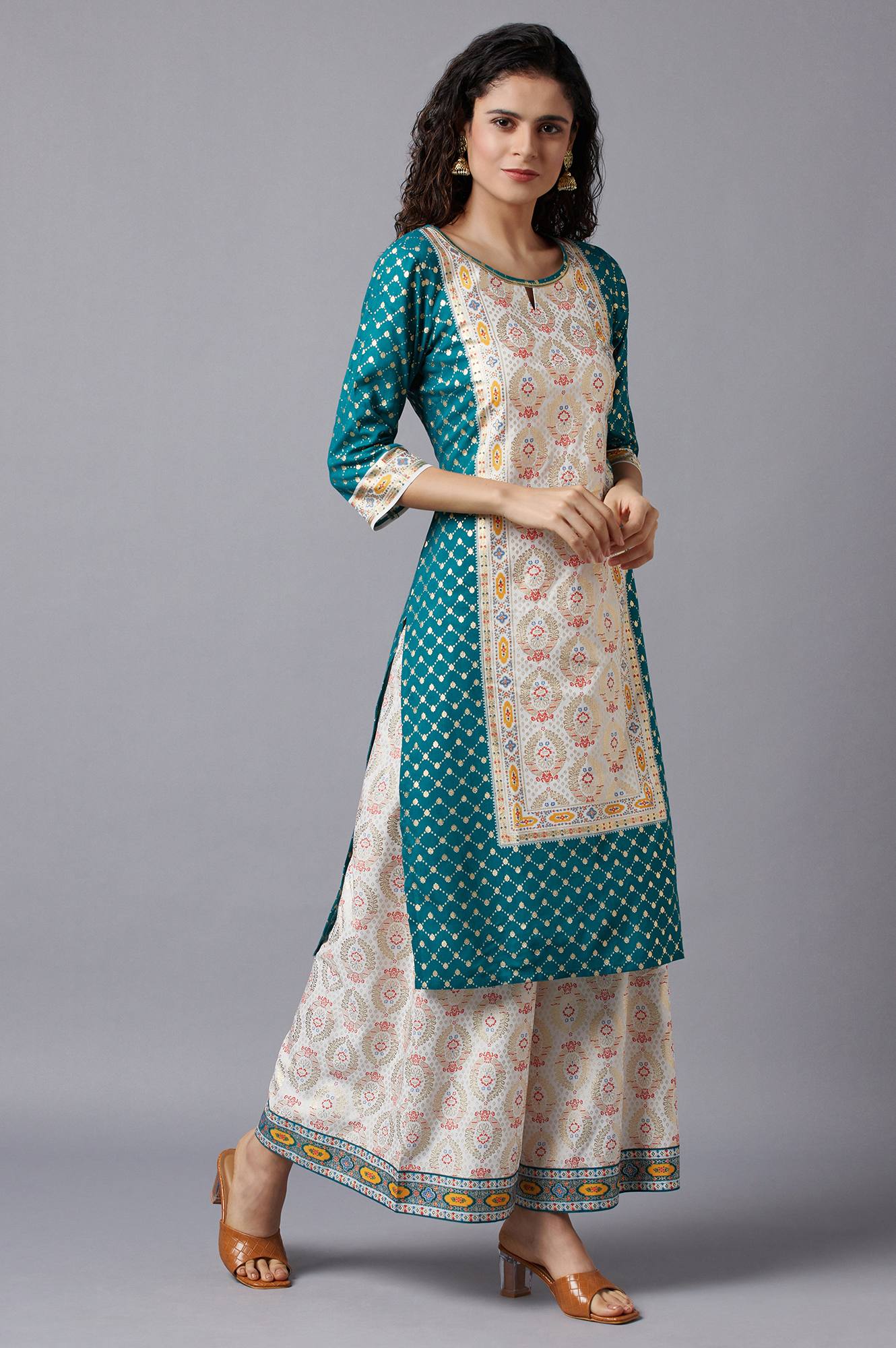 Green Festive Ethnic kurta