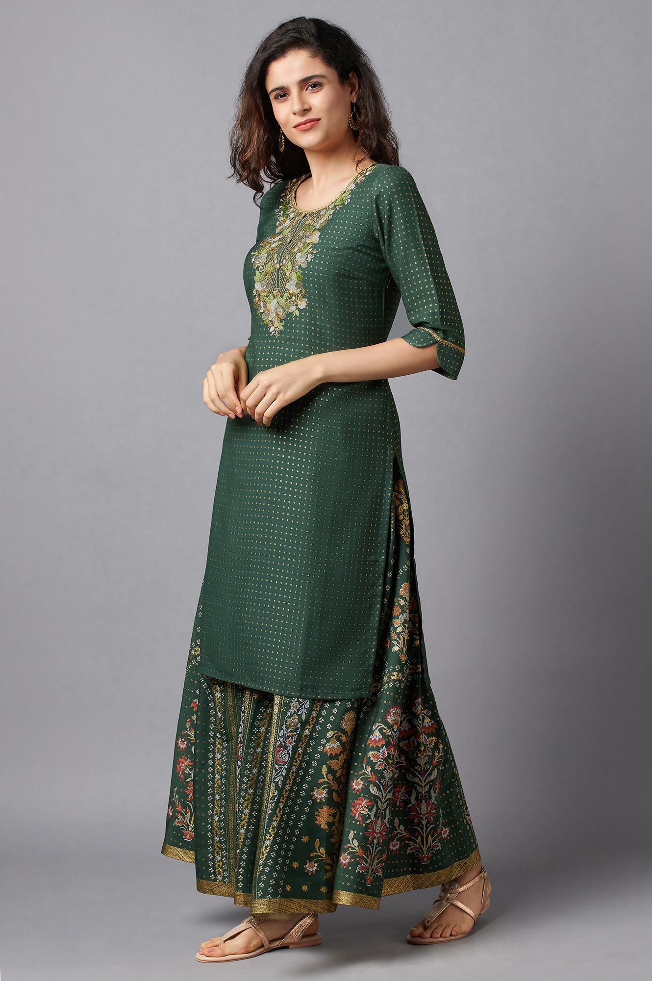 Green Festive Ethnic kurta