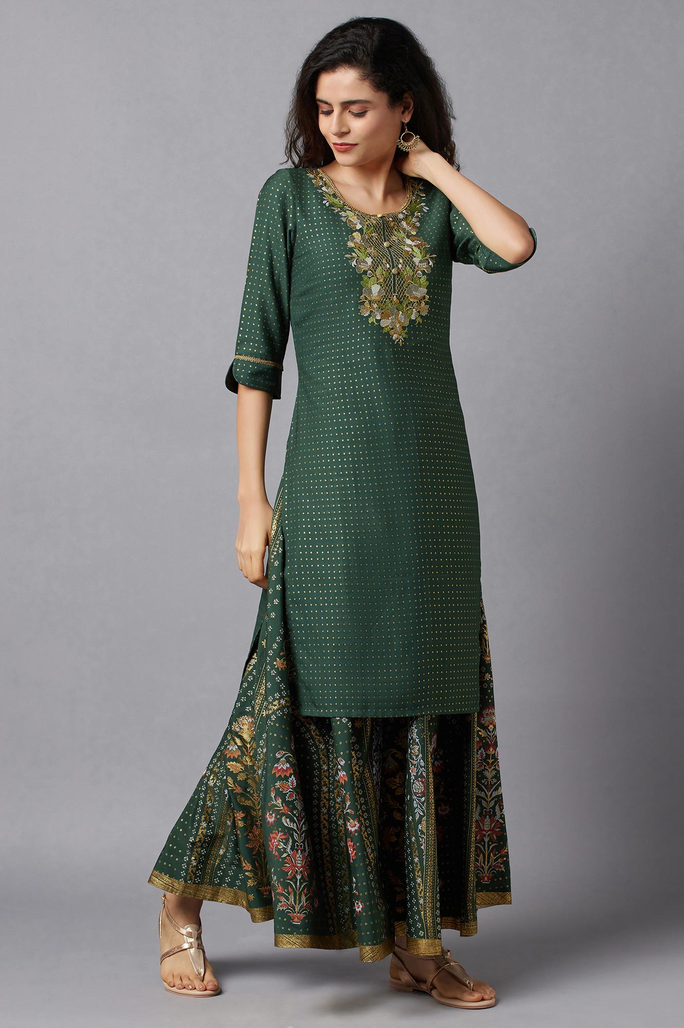 Green Festive Ethnic kurta