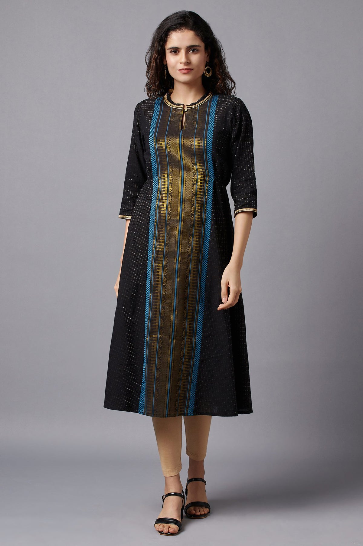 Jet Black A-line kurta - XS