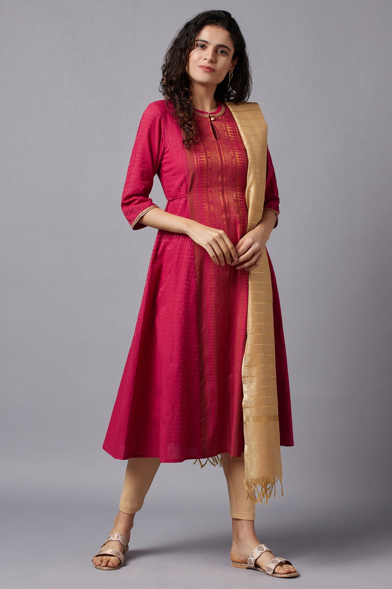 Pink A-line kurta