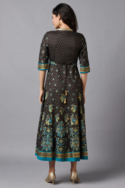 Black Flared Embroidered kurta