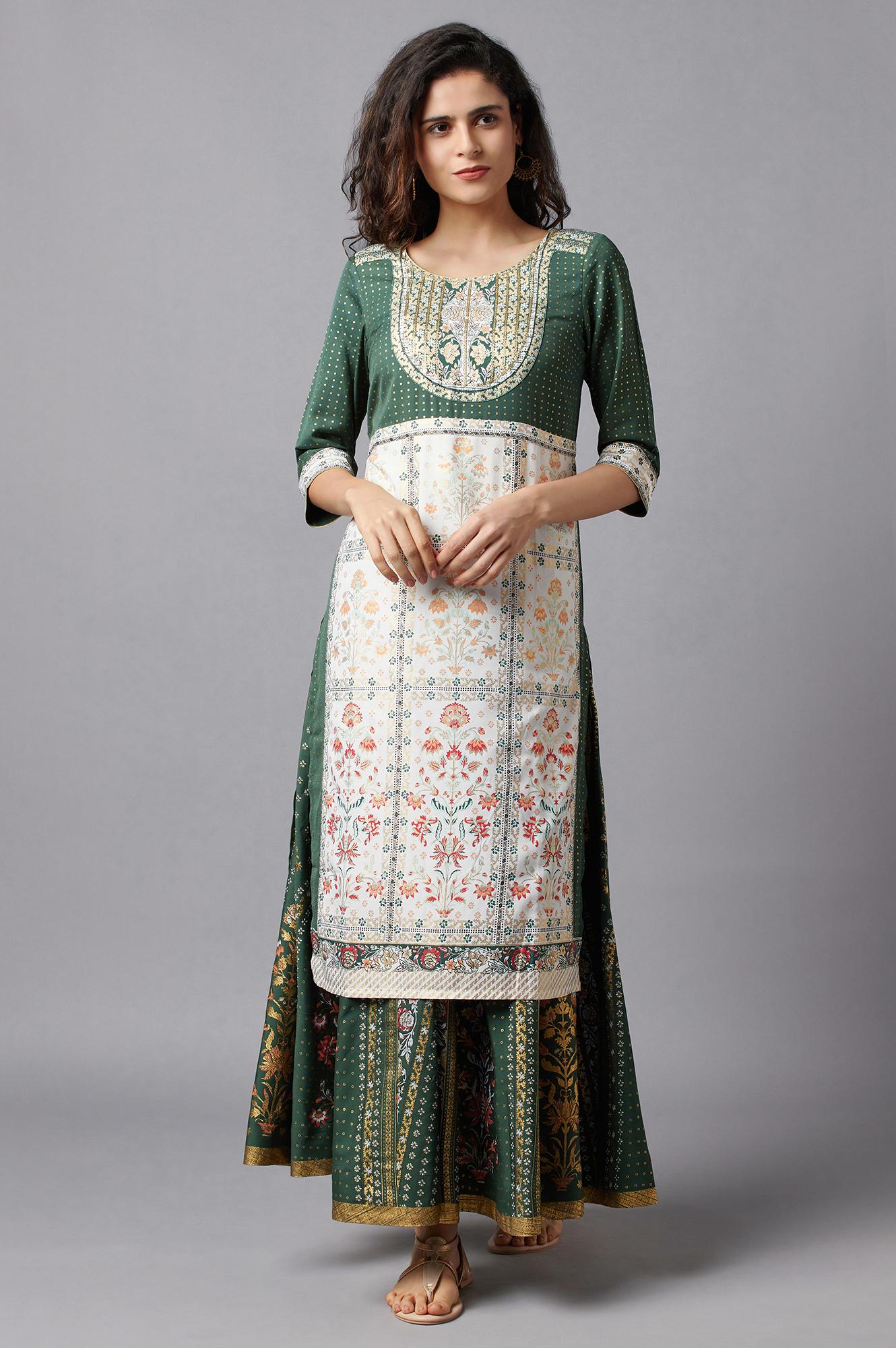 Green Festive Ethnic kurta