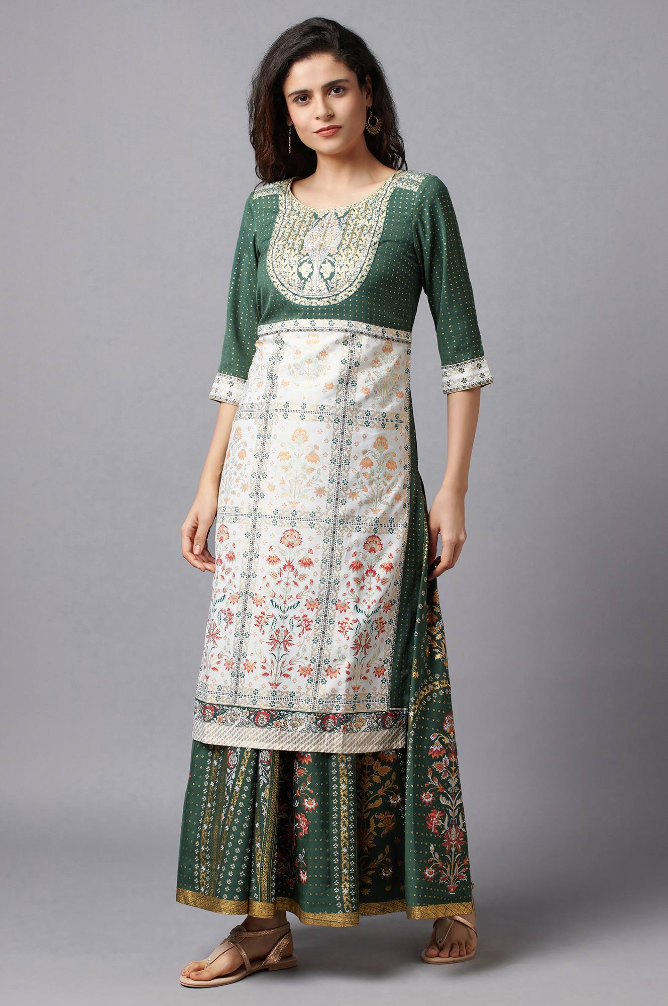 Green Festive Ethnic kurta