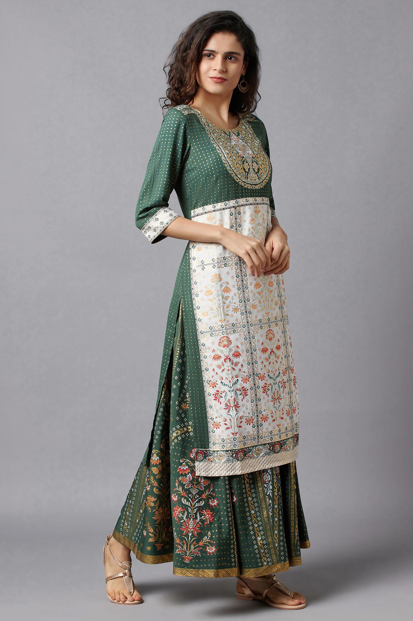 Green Festive Ethnic kurta