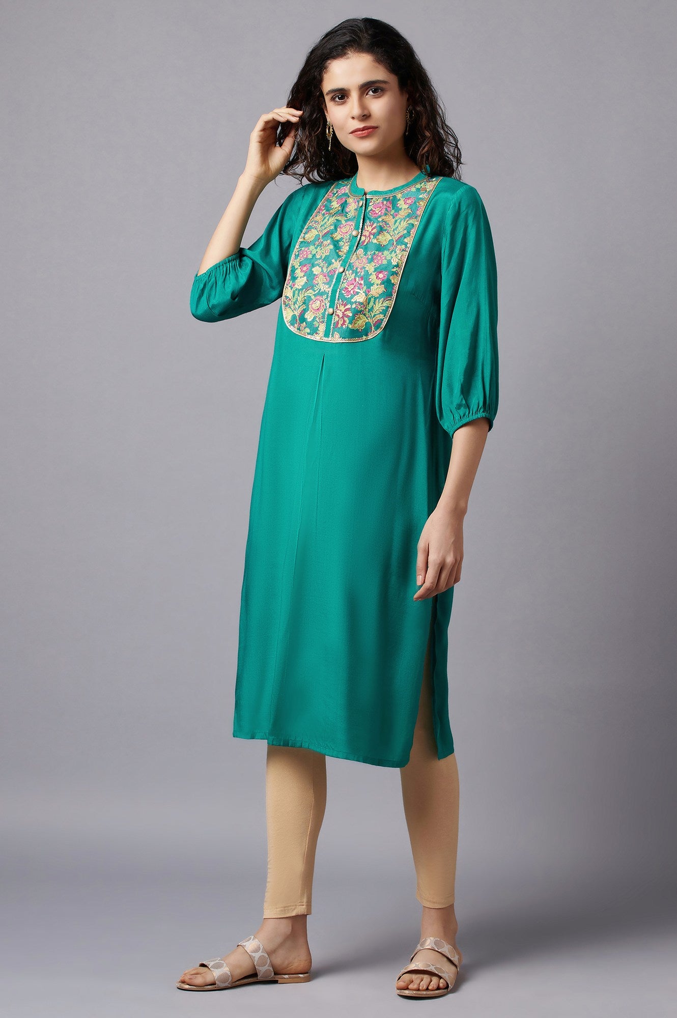 Green Festive Ethnic kurta