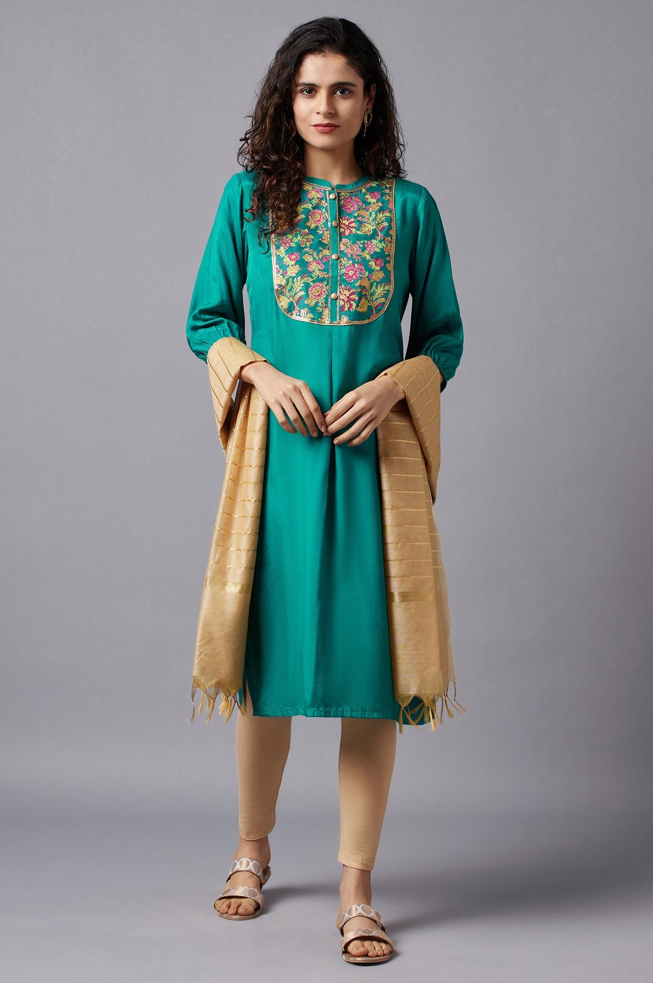 Green Festive Ethnic kurta