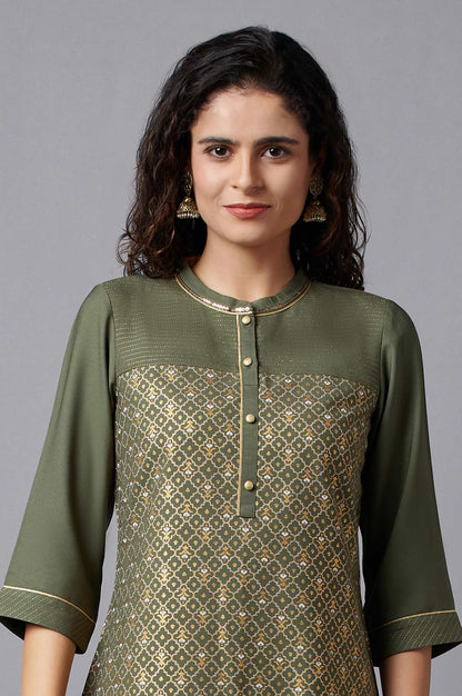 Green Floral Printed kurta