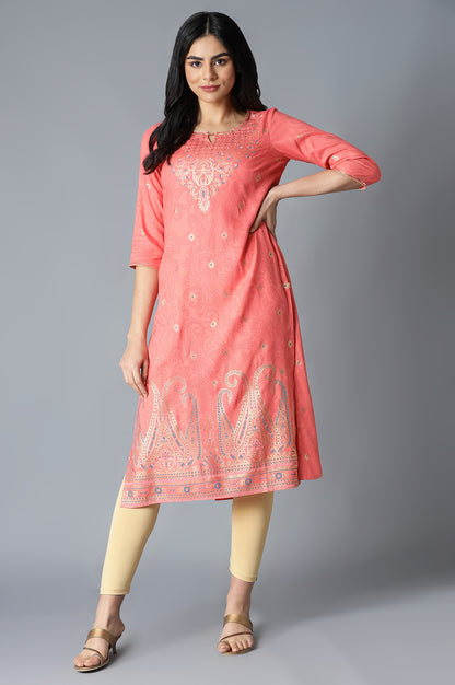 Peach Festive Ethnic kurta