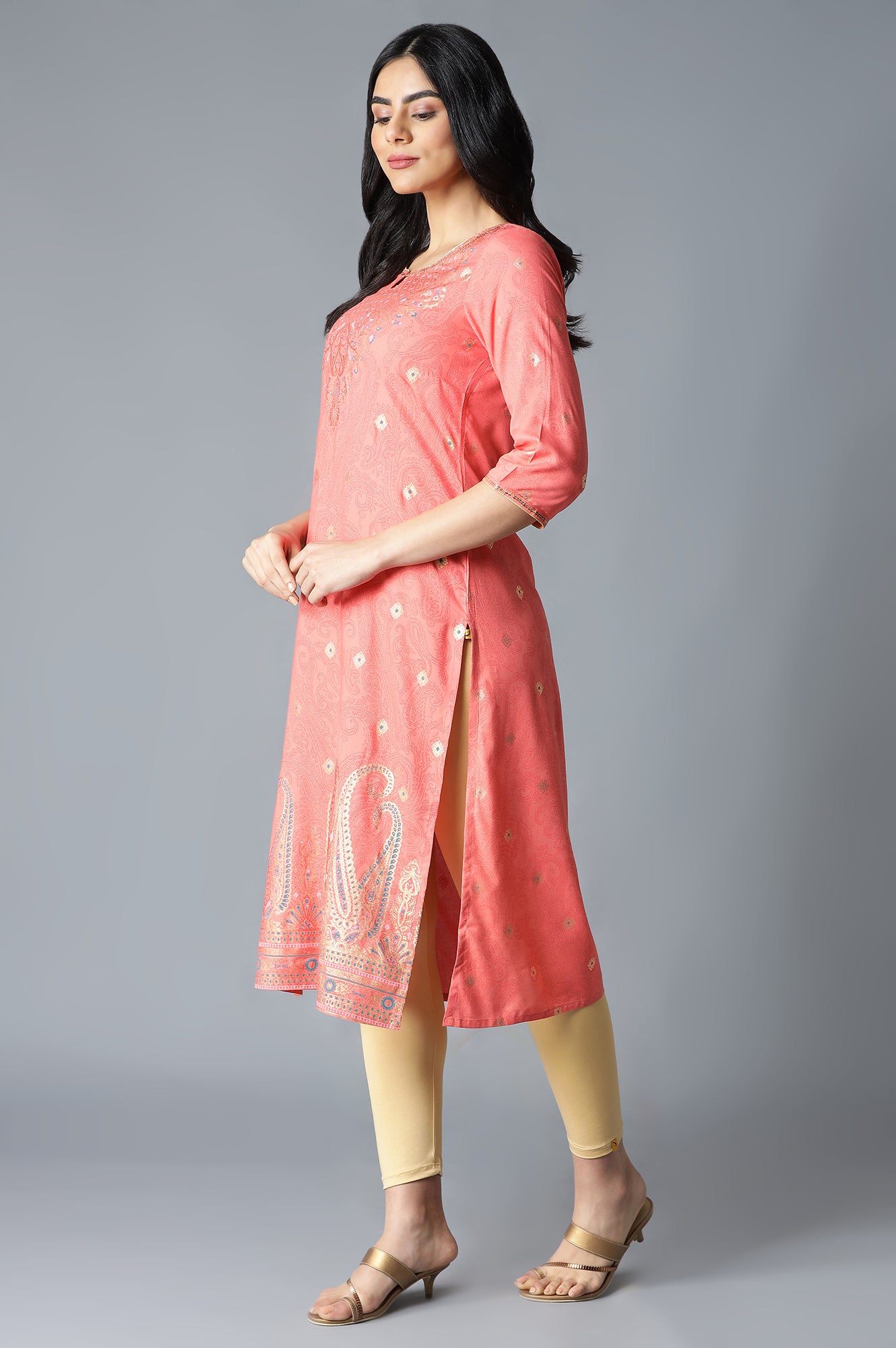 Peach Festive Ethnic kurta