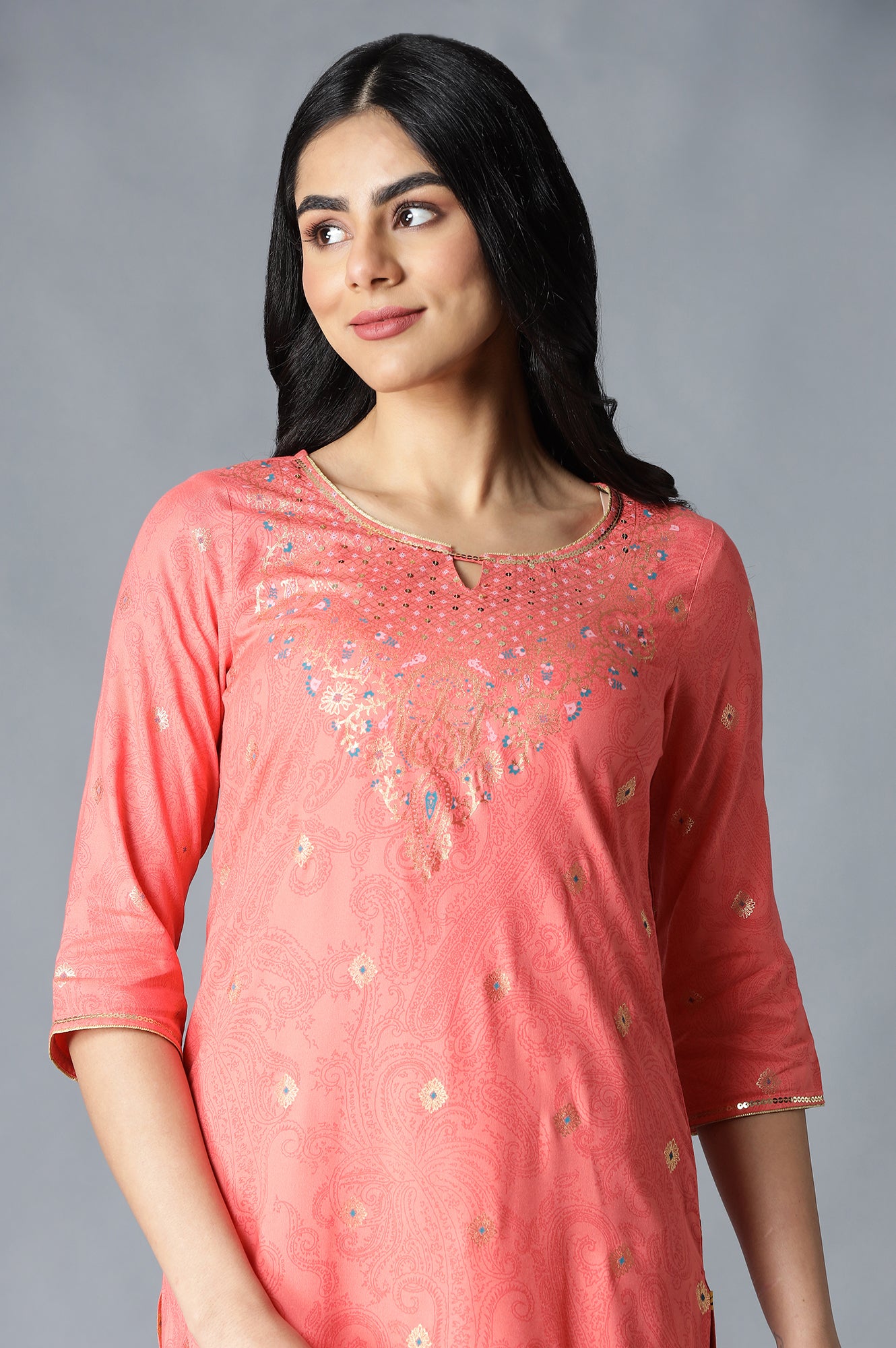 Peach Festive Ethnic kurta