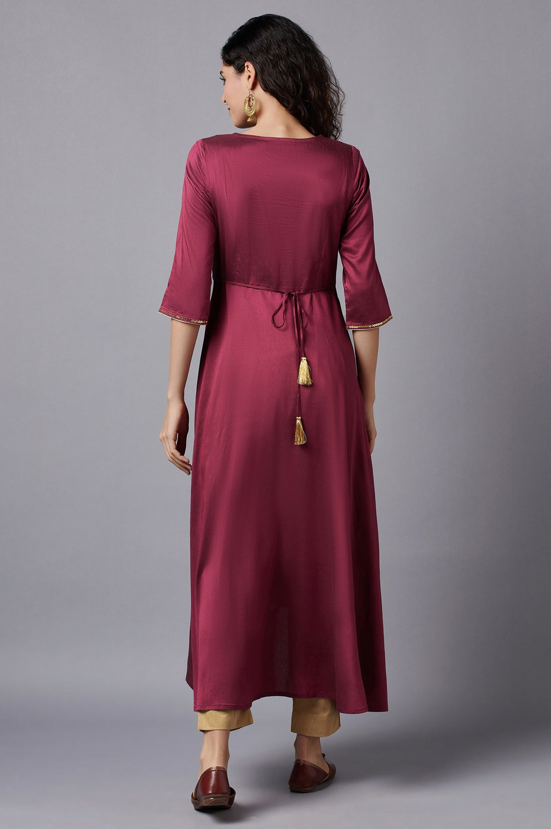 Red Flared Embroidered kurta